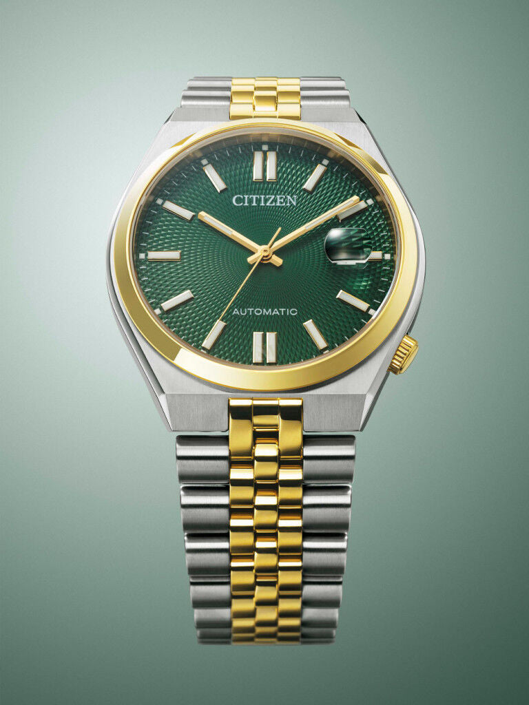 Citizen Tsuyosa Automatico NK0024-54X quadrante verde cassa 40 mm acciaio bicolore vetro zaffiro