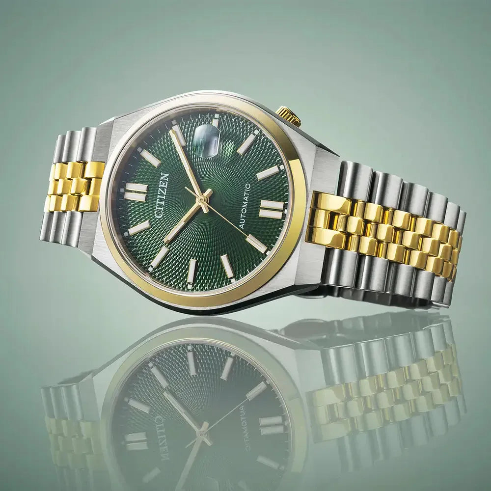 Citizen Tsuyosa Automatico NK0024-54X quadrante verde cassa 40 mm acciaio bicolore vetro zaffiro