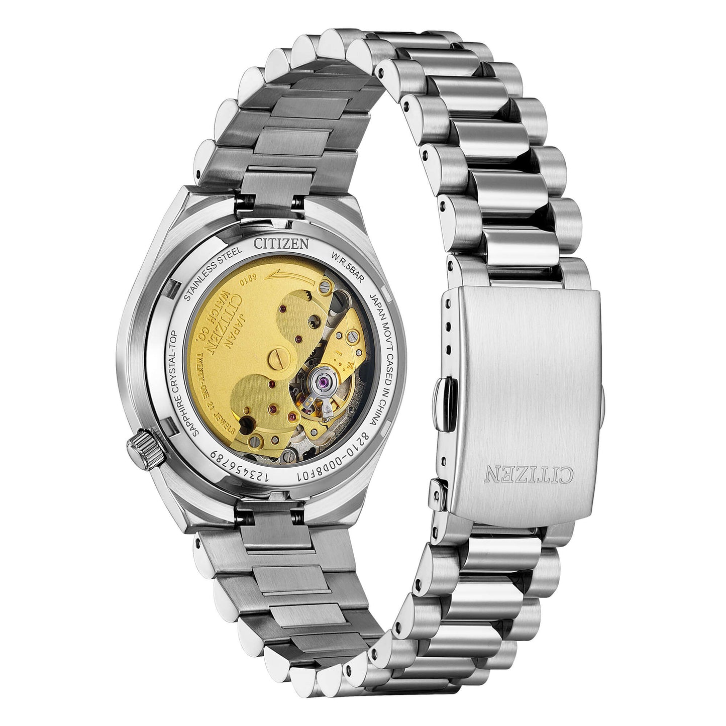 Citizen Tsuyosa NJ0200-50W orologio automatico unisex 37 mm acciaio quadrante viola vetro zaffiro fondello trasparente