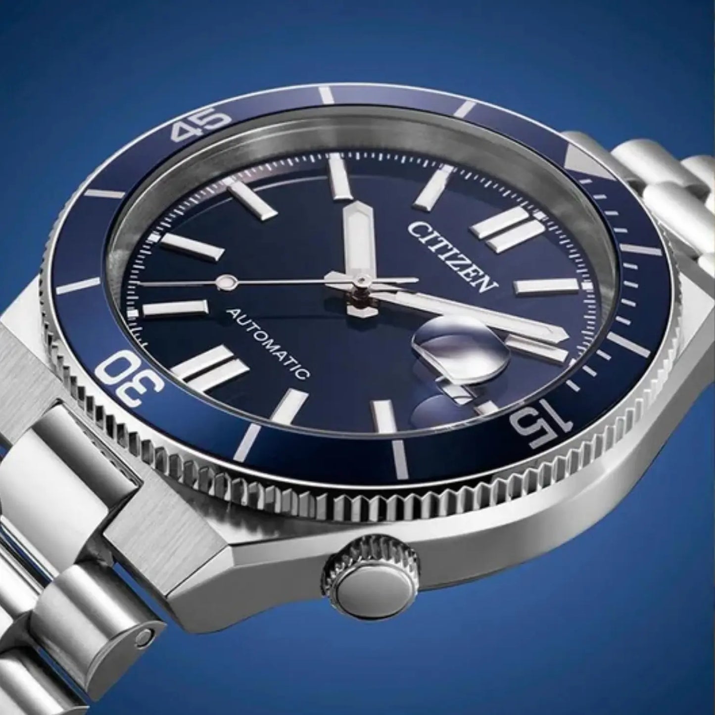 Citizen Tsuyosa Shore NJ0230-59L orologio automatico uomo quadrante blu cassa acciaio 40 mm vetro zaffiro fondello trasparente