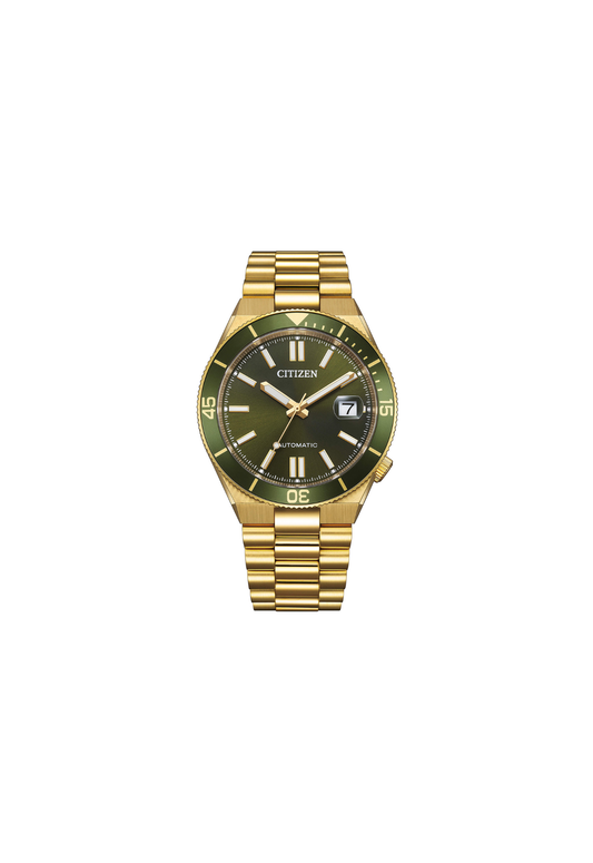 Citizen Tsuyosa Shore NJ0232-53X orologio automatico uomo verde oro acciaio 40 mm vetro zaffiro ghiera girevole