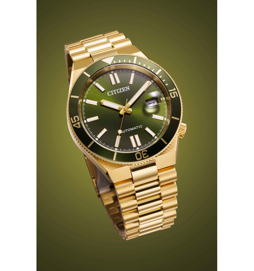 Citizen Tsuyosa Shore NJ0232-53X orologio automatico uomo verde oro acciaio 40 mm vetro zaffiro ghiera girevole