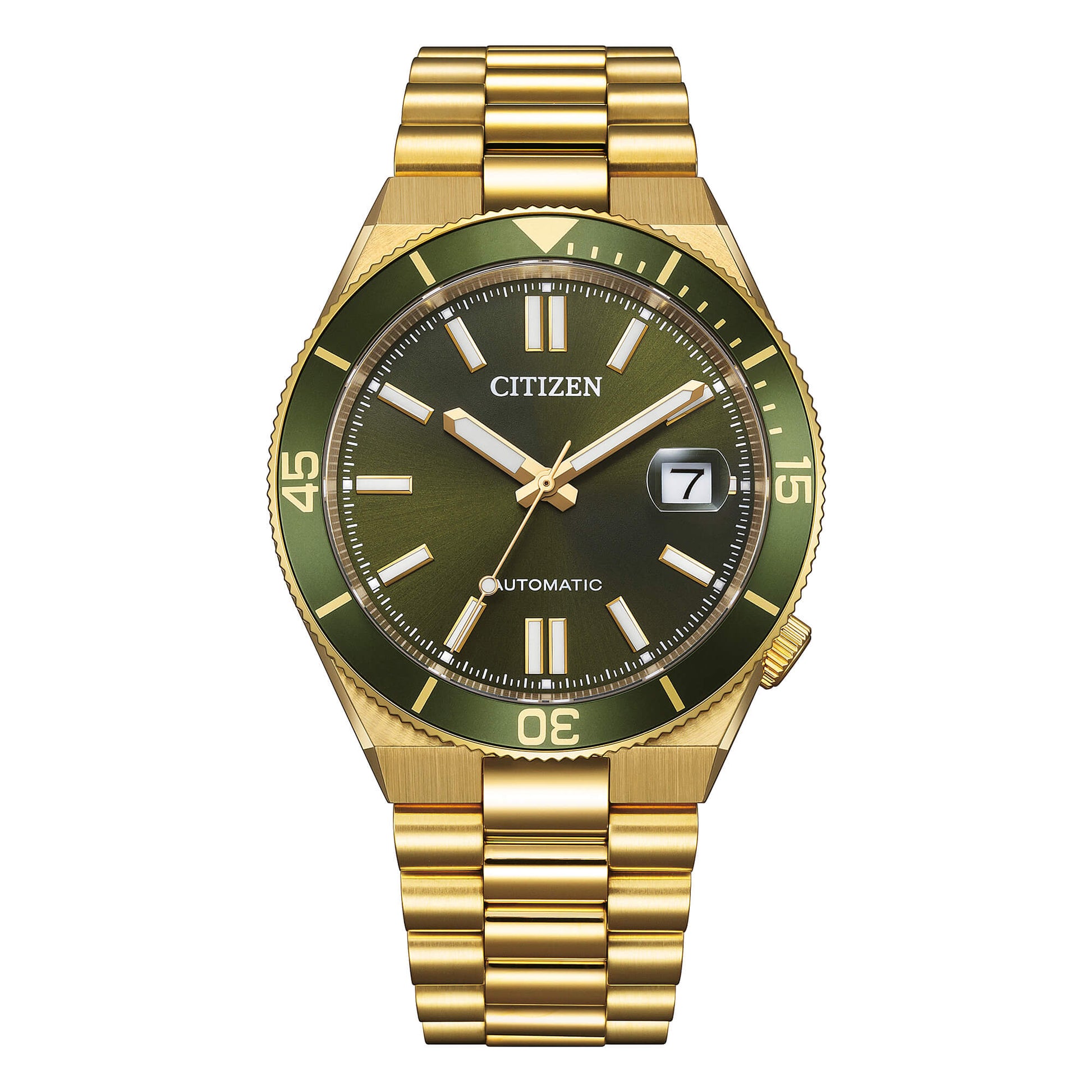Citizen Tsuyosa Shore NJ0232-53X orologio automatico uomo verde oro acciaio 40 mm vetro zaffiro ghiera girevole