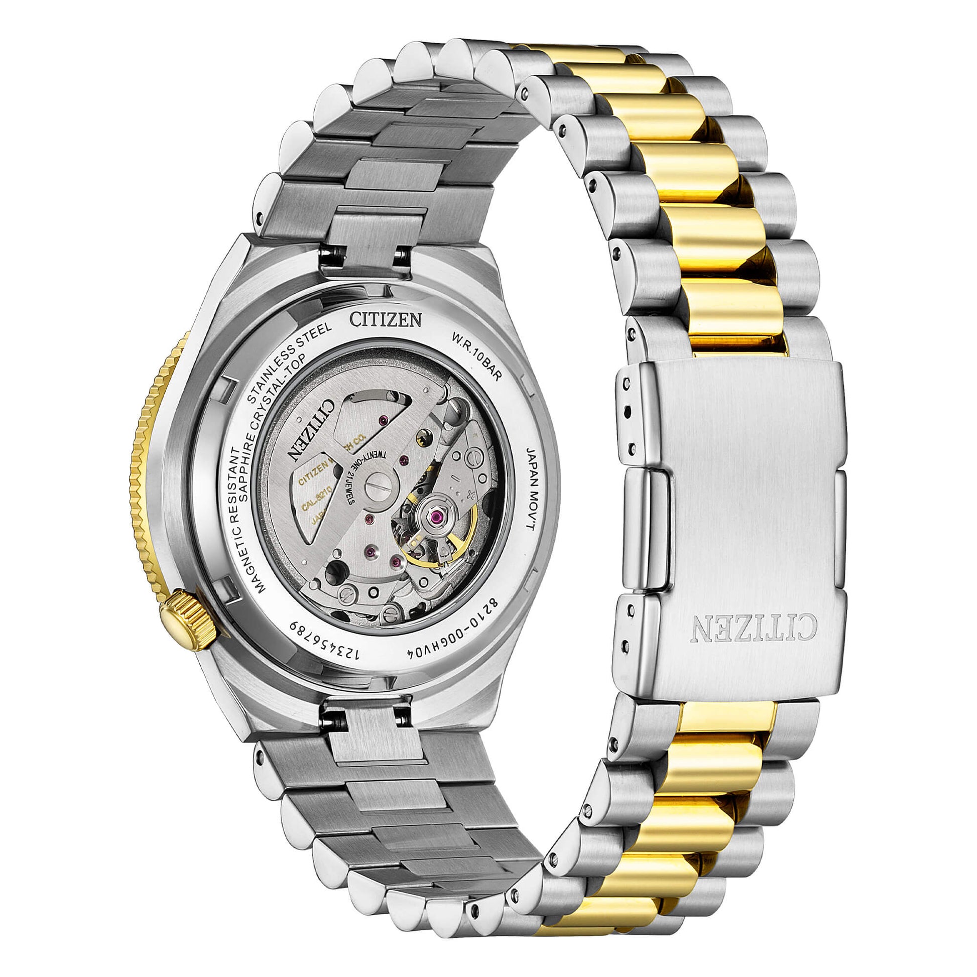 Citizen Tsuyosa Shore NJ0234-58X orologio automatico uomo quadrante rosso bicolore acciaio oro 40 mm vetro zaffiro ghiera girevole