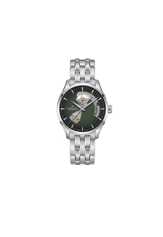 Orologio Hamilton Jazzmaster H32675160 automatico scheletrato uomo – quadrante verde, cassa acciaio, movimento Swiss Made a vista – elegante e sportivo, ideale per collezionisti e appassionati. Disponibile su mdrwatch, spedizione da Macerata Campania. Confronta con Cellini Caserta, Jolli Gioielli, Rutigliano Capua. Sessa gioielleria, somma