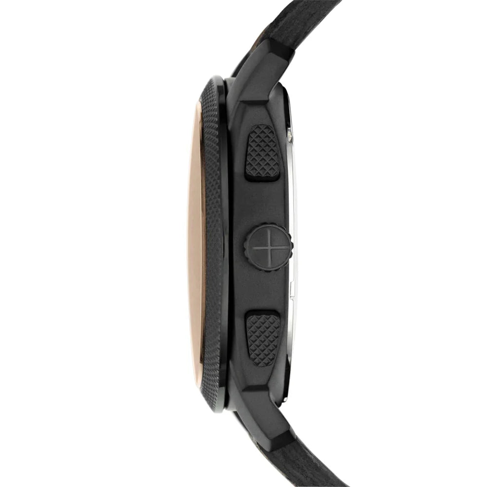 Fossil Machine FS4656 cronografo uomo 42 mm con quadrante nero, cassa in acciaio marrone e cinturino in pelle marrone.