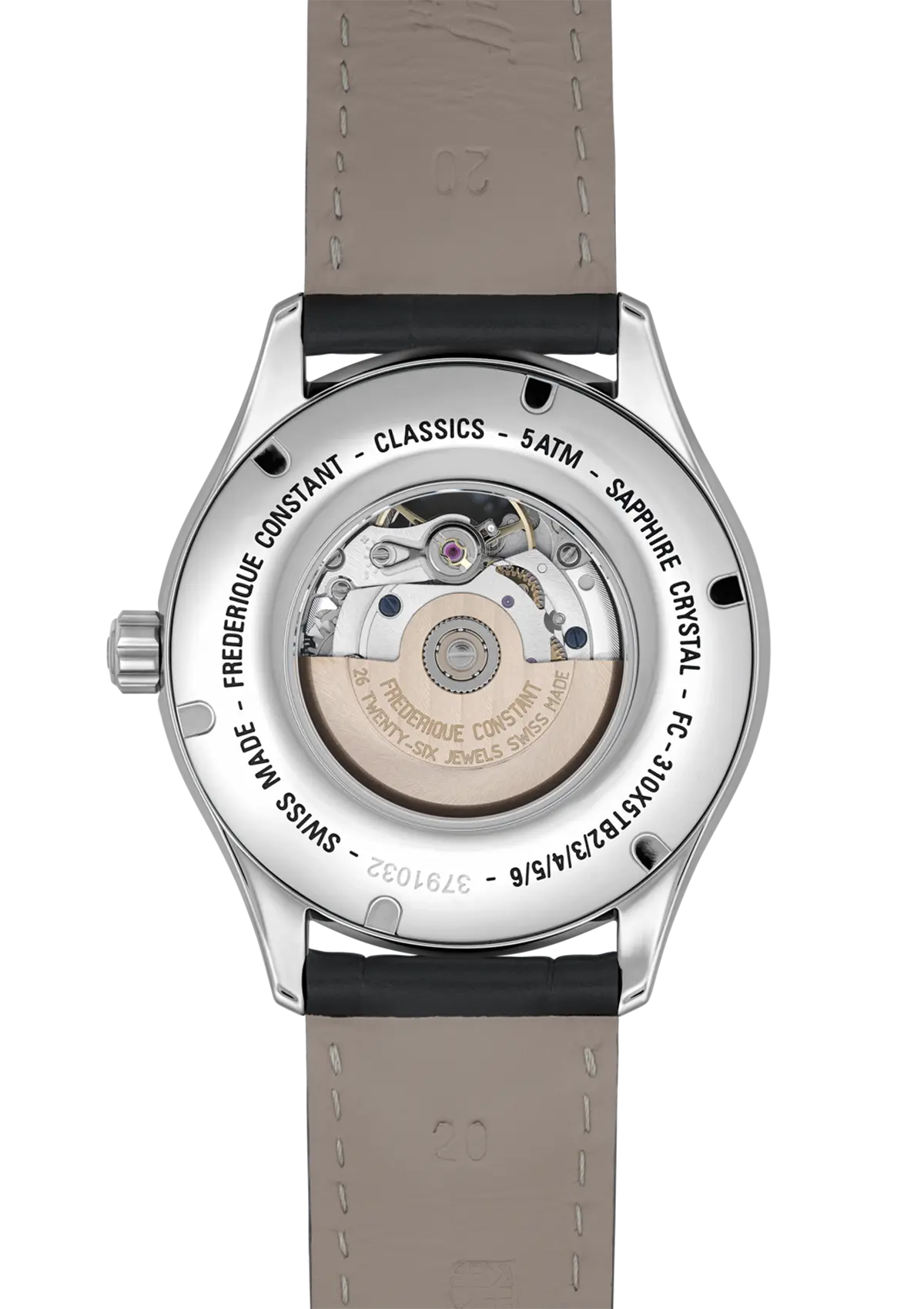 Frederique Constant Classics Heart Beat Automatic FC-310MC5B6 – Orologio automatico 40mm, quadrante guilloché Clous de Paris, apertura Heart Beat, acciaio.