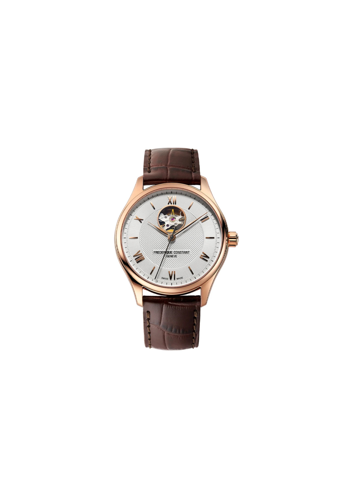 Frederique Constant Classics Heart Beat Automatic FC-310MV5B4 – Orologio automatico 40mm, acciaio oro rosa, quadrante guilloché Clous de Paris, apertura Heart Beat.