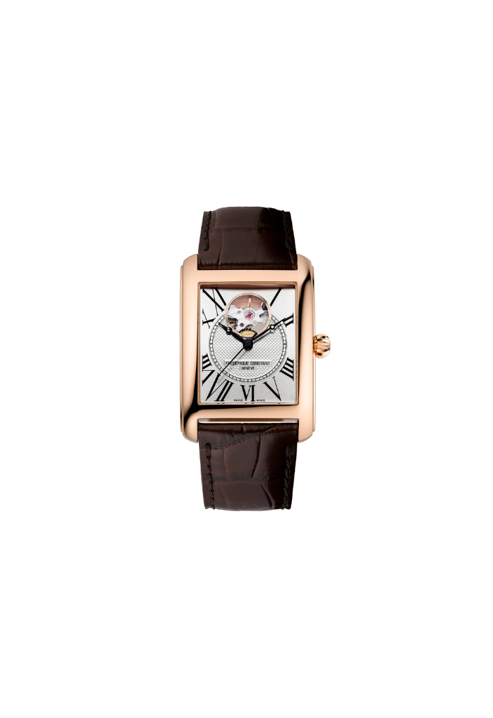 Frederique Constant FC-310MC4S34 automatico Swiss Made cassa oro rosa rettangolare 30.4×33.3 mm quadrante bianco open-heart