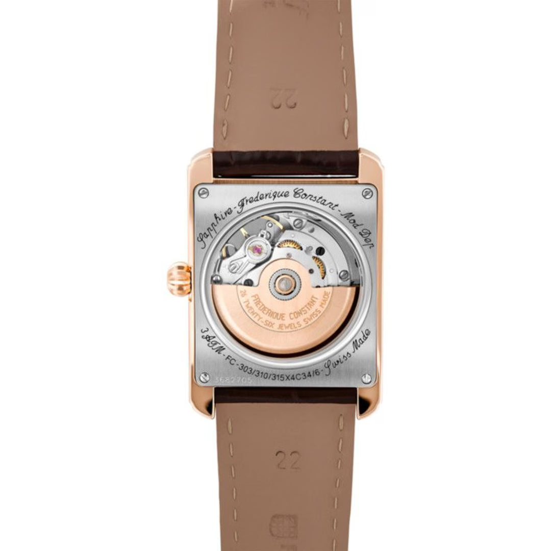Frederique Constant FC-310MC4S34 automatico Swiss Made cassa oro rosa rettangolare 30.4×33.3 mm quadrante bianco open-heart