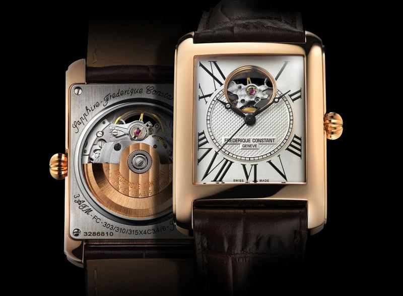 Frederique Constant FC-310MC4S34 automatico Swiss Made cassa oro rosa rettangolare 30.4×33.3 mm quadrante bianco open-heart
