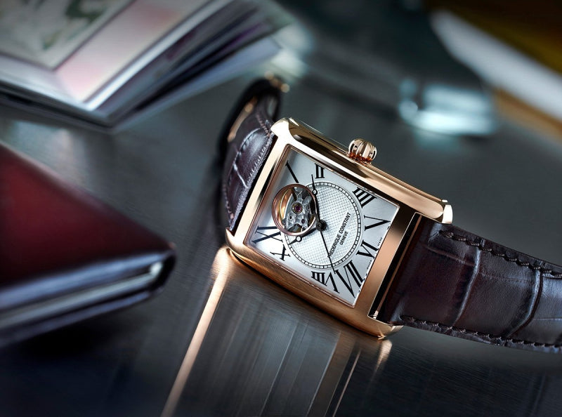 Frederique Constant FC-310MC4S34 automatico Swiss Made cassa oro rosa rettangolare 30.4×33.3 mm quadrante bianco open-heart