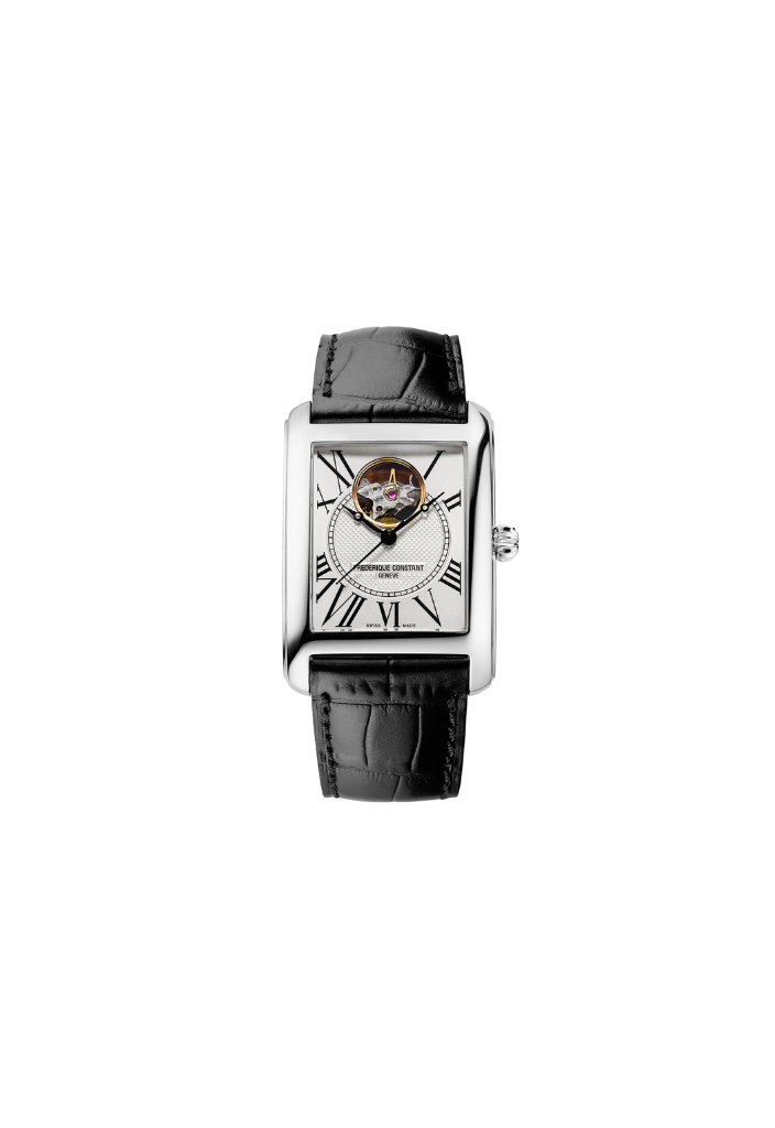 Frederique Constant FC-310MC4S36 automatico Swiss Made cassa rettangolare 30.4×33.3 mm quadrante silver open-heart