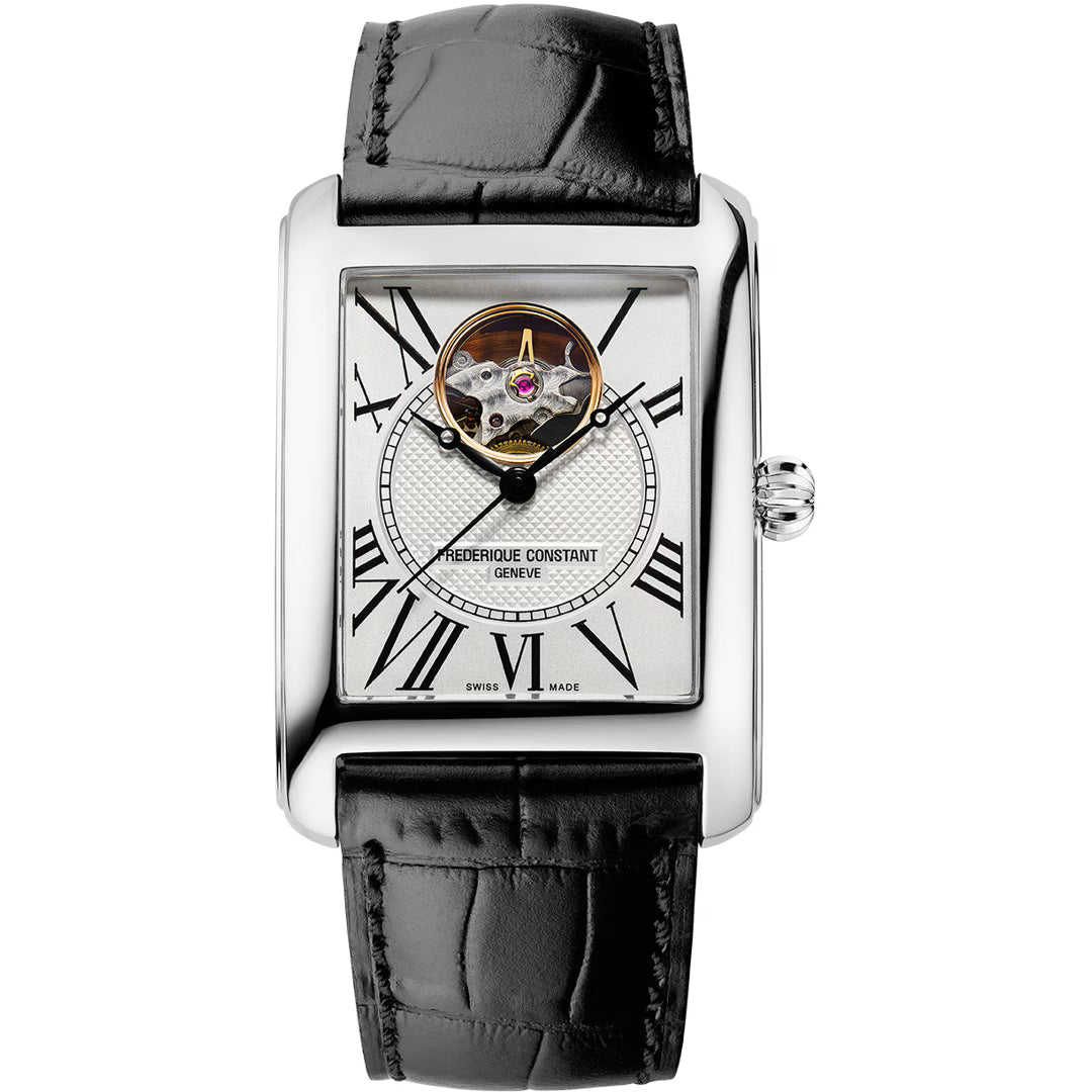 Frederique Constant FC-310MC4S36 automatico Swiss Made cassa rettangolare 30.4×33.3 mm quadrante silver open-heart