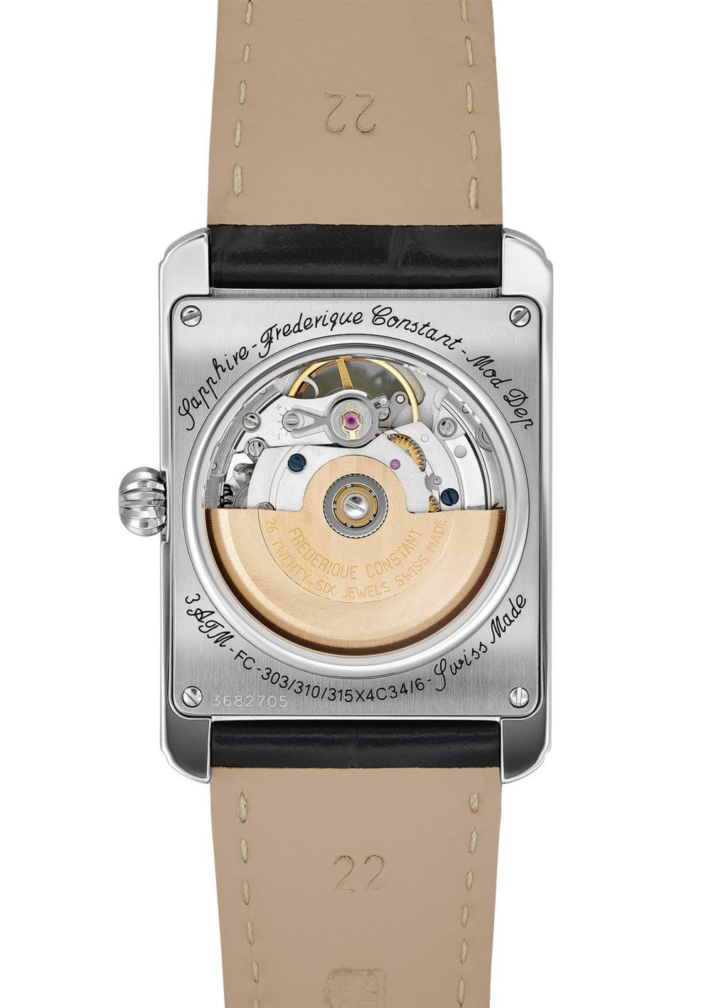 Frederique Constant FC-310MC4S36 automatico Swiss Made cassa rettangolare 30.4×33.3 mm quadrante silver open-heart
