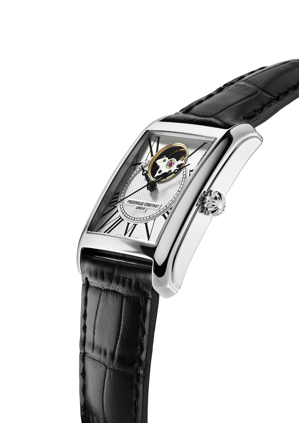 Frederique Constant FC-310MC4S36 automatico Swiss Made cassa rettangolare 30.4×33.3 mm quadrante silver open-heart
