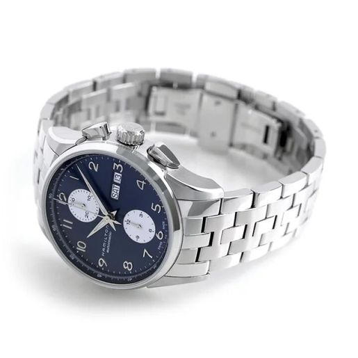 Hamilton Jazzmaster Automatic Chronograph H32576141 Swiss Made quadrante blu cronografo automatico acciaio inox 41 mm vetro zaffiro calibro H-21