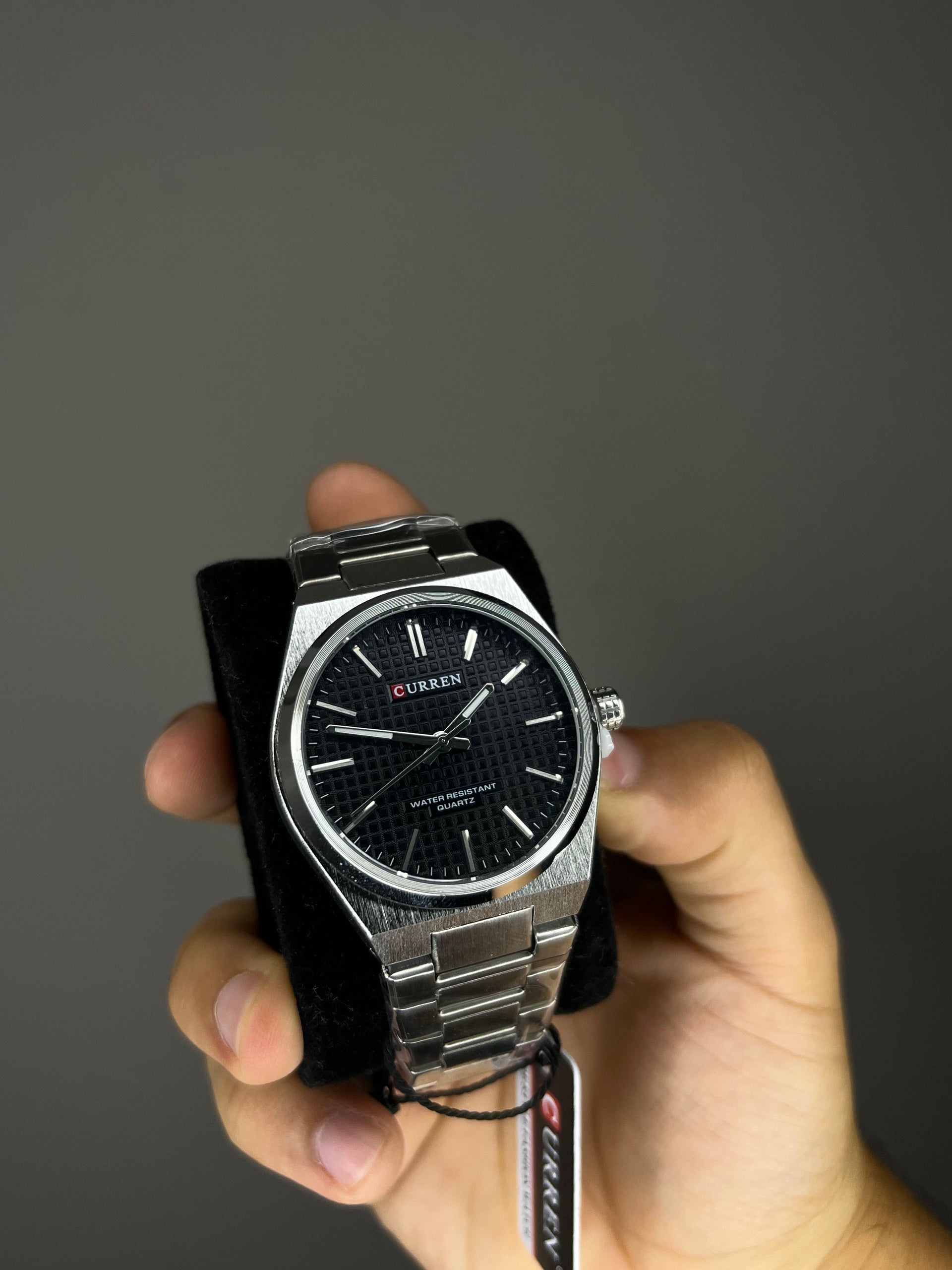 Orologio Polso Curren 8143 Uomo Analogico Quarzo Moderno Datario Nero