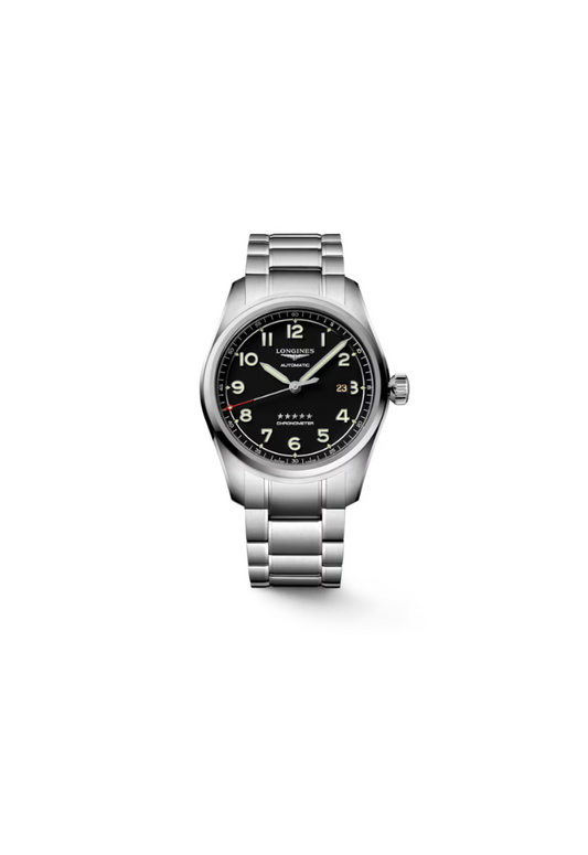 LONGINES SPIRIT L3.410.4.53.6, orologio automatico Swiss Made, cassa acciaio Ø 37/40/42 mm, quadrante nero, vetro zaffiro antigraffio, lancette e indici luminescenti, movimento calibro L888.4 con riserva di carica 72 ore, perfetto per polsi piccoli, medi e grandi.