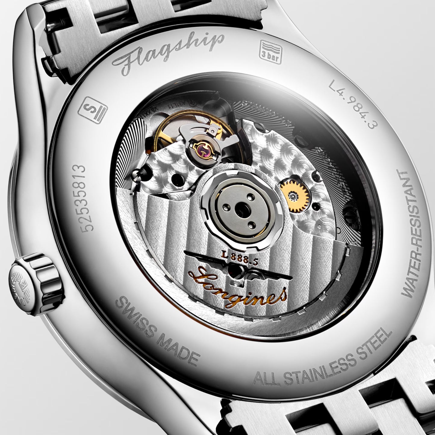 Longines Flagship Classic L4.984.4.59.6 orologio automatico Swiss Made acciaio nero quadrante solei