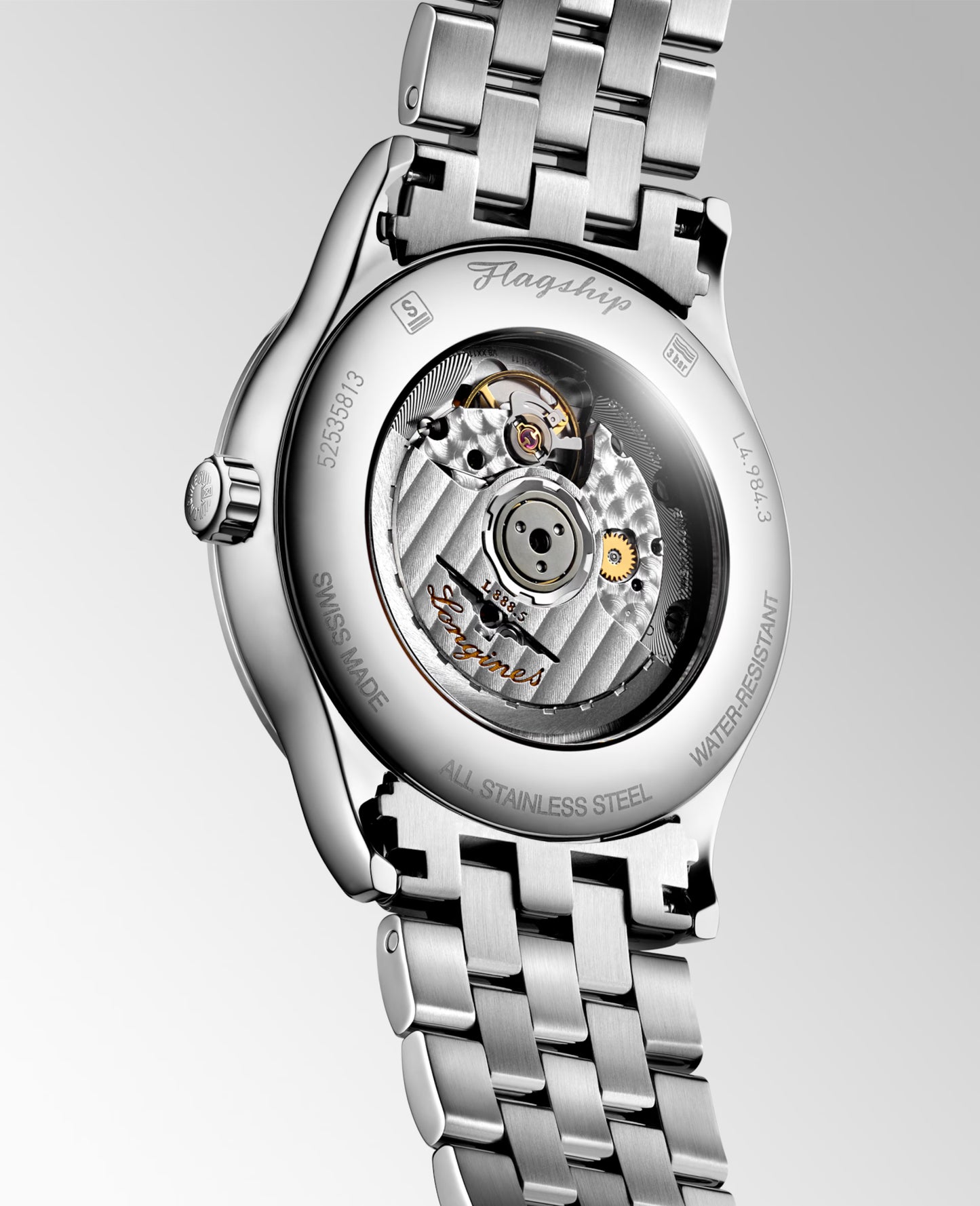 Longines Flagship Classic L4.984.4.59.6 orologio automatico Swiss Made acciaio nero quadrante solei