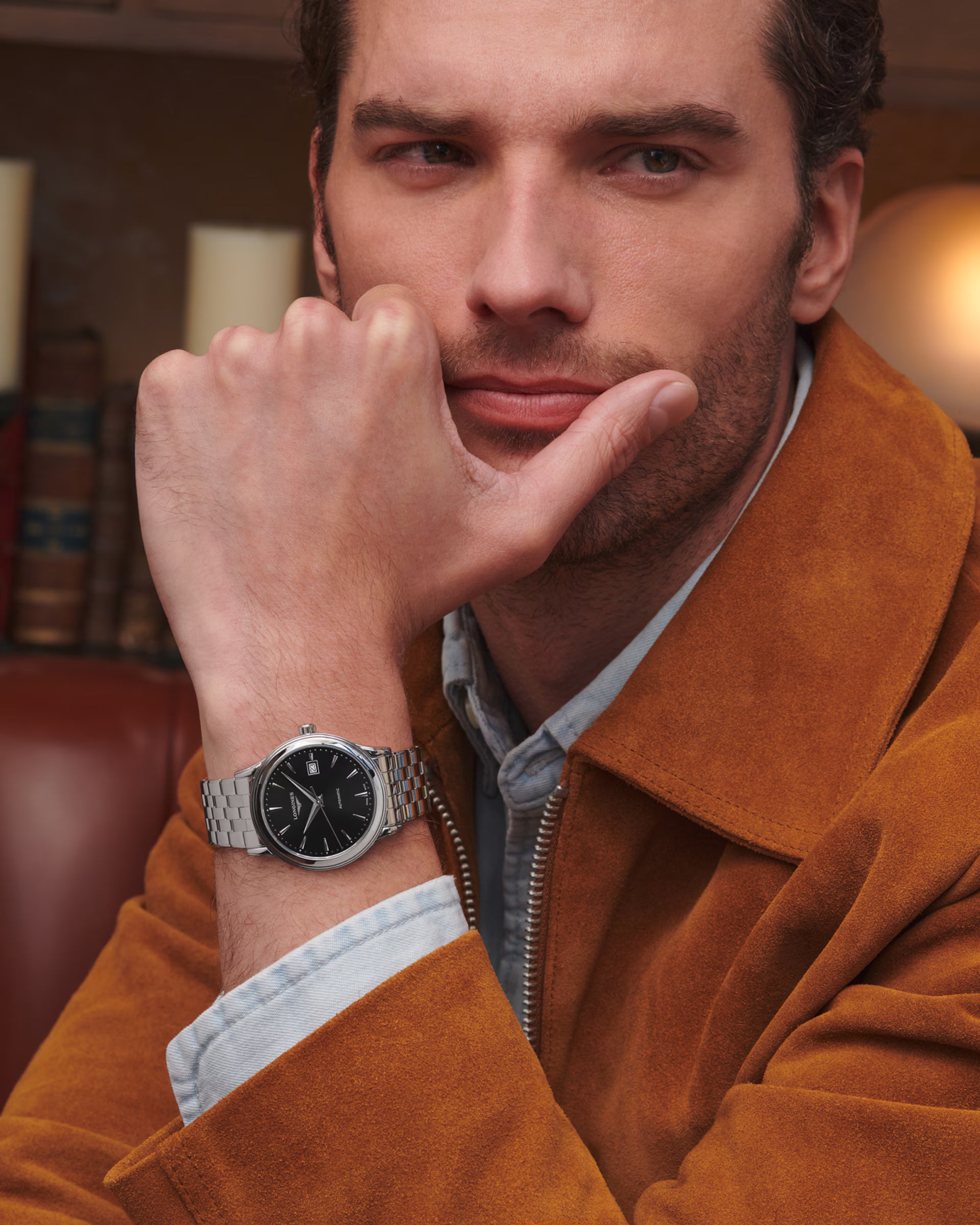 Longines Flagship Classic L4.984.4.59.6 orologio automatico Swiss Made acciaio nero quadrante solei