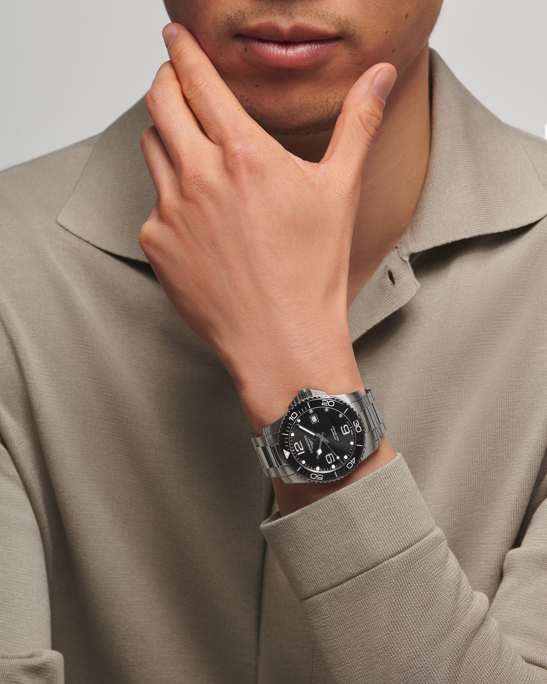 Longines HydroConquest L3.781.4.56.6 orologio automatico Swiss Made acciaio nero lunetta ceramica