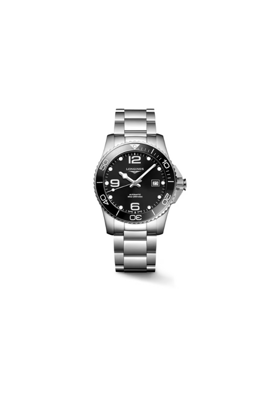 Longines HydroConquest L3.781.4.56.6 orologio automatico Swiss Made acciaio nero lunetta ceramica