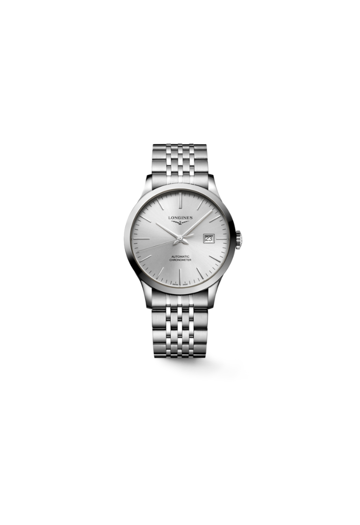 Longines Record L2.821.4.72.6 – Orologio automatico Swiss Made da uomo – Cassa acciaio Ø 40mm – Quadrante argento a raggi di sole
