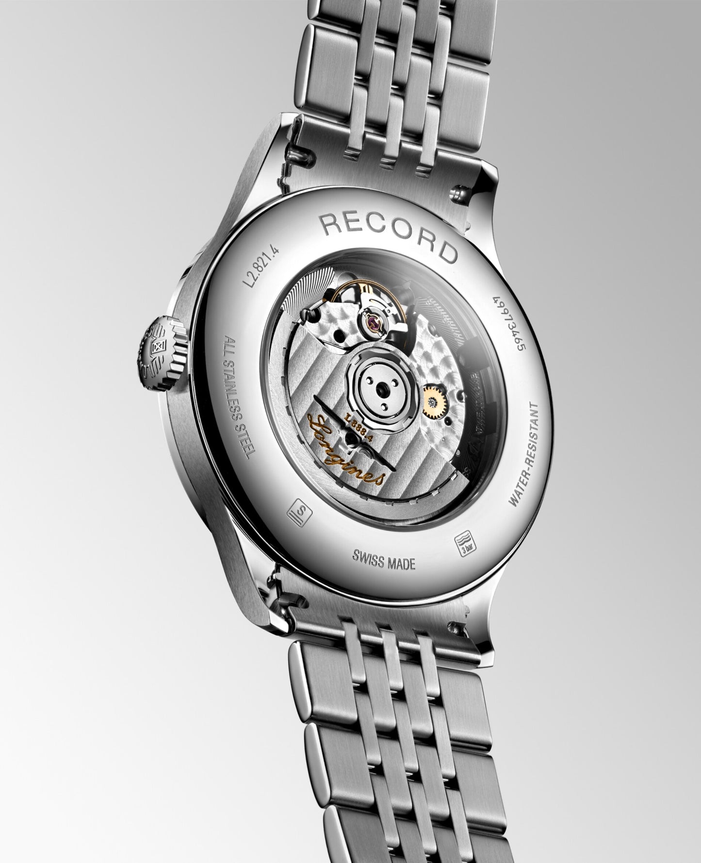 Longines Record L2.821.4.72.6 – Orologio automatico Swiss Made da uomo – Cassa acciaio Ø 40mm – Quadrante argento a raggi di sole