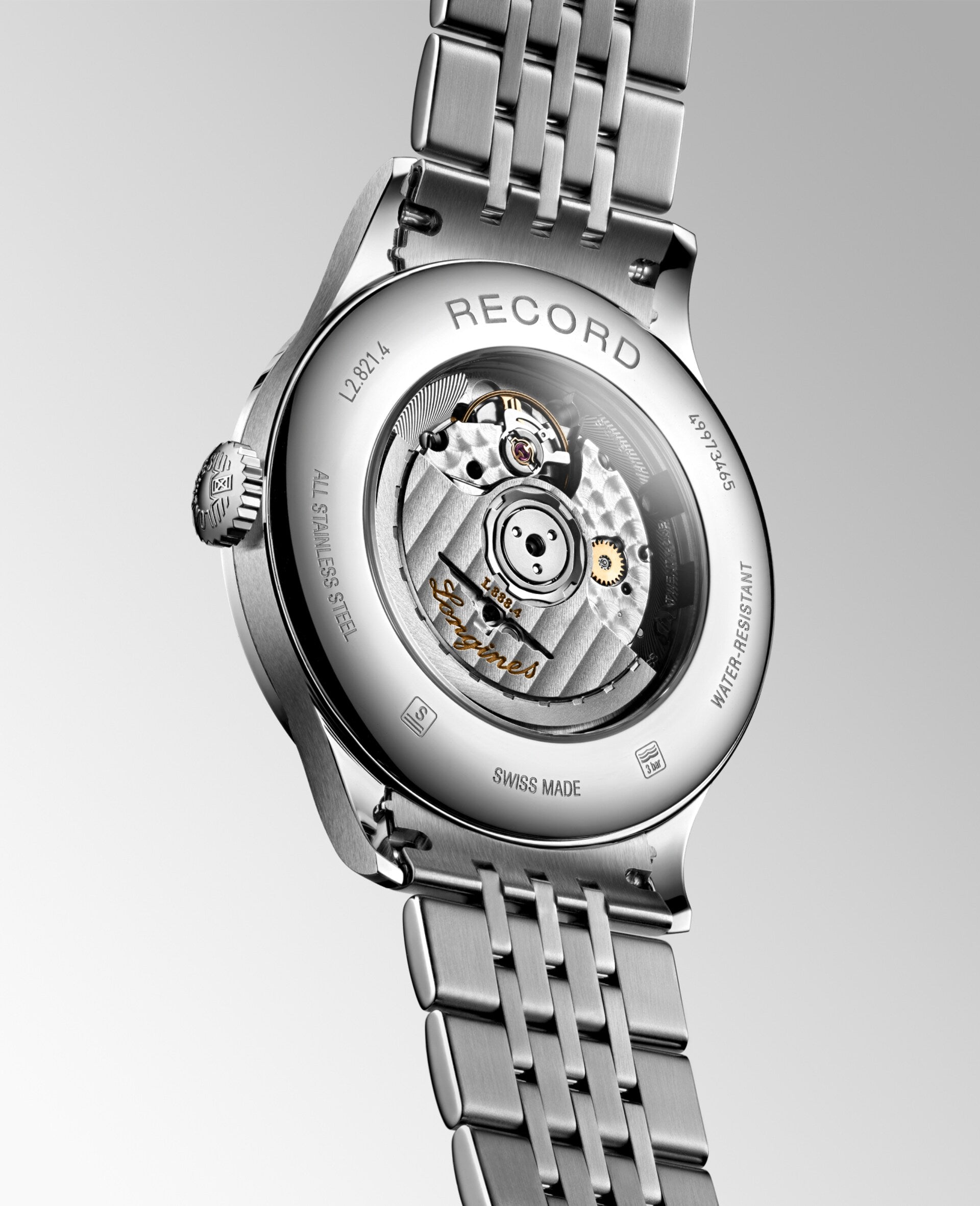 Longines Record L2.821.4.72.6 – Orologio automatico Swiss Made da uomo – Cassa acciaio Ø 40mm – Quadrante argento a raggi di sole