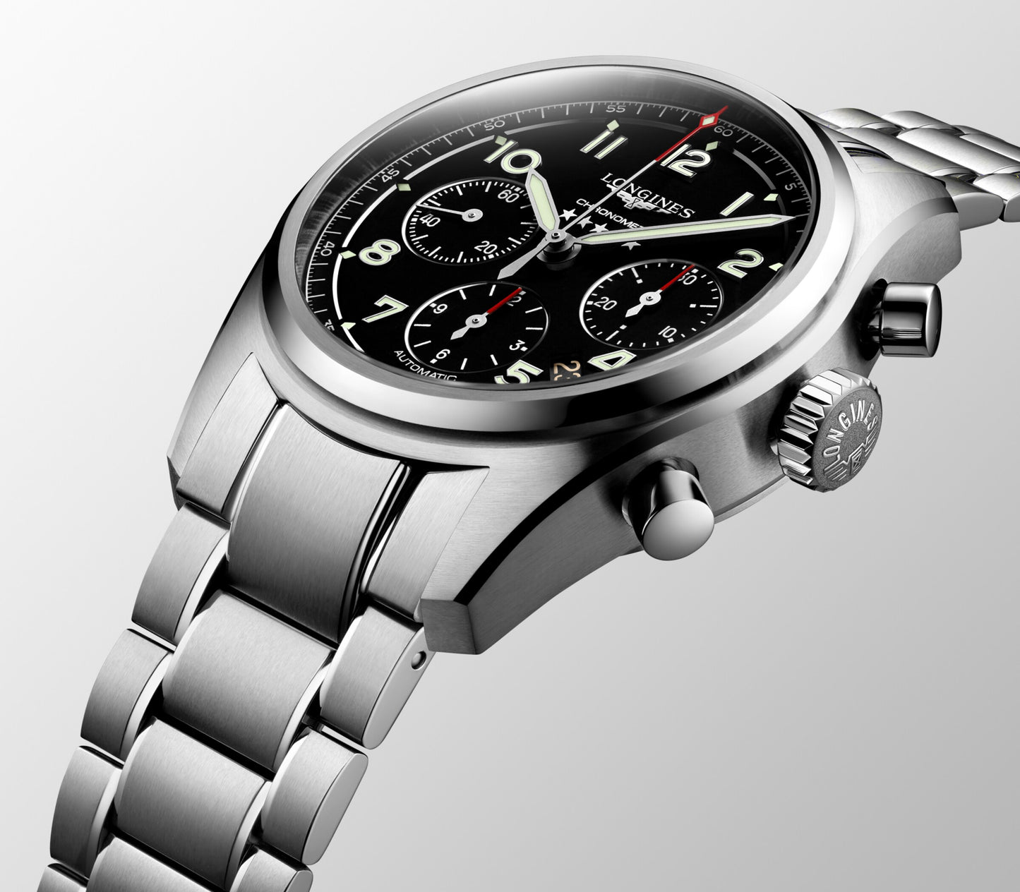 Longines Spirit Chronograph L3.820.4.53.6 – Orologio automatico Swiss Made con cronografo, cassa 42mm in acciaio e quadrante nero