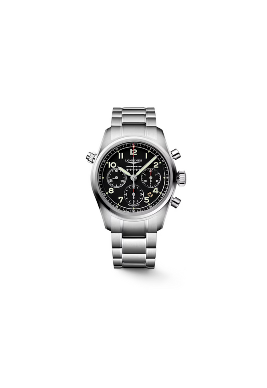 Longines Spirit Chronograph L3.820.4.53.6 – Orologio automatico Swiss Made con cronografo, cassa 42mm in acciaio e quadrante nero
