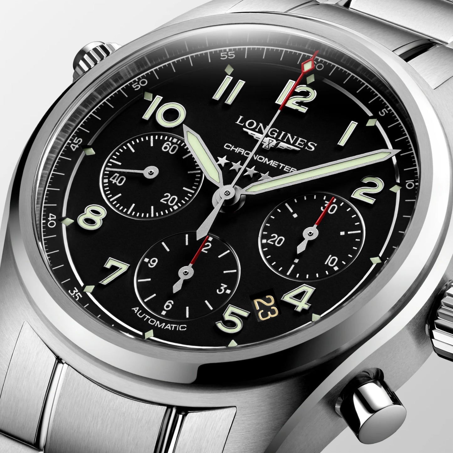 Longines Spirit Chronograph L3.820.4.53.6 – Orologio automatico Swiss Made con cronografo, cassa 42mm in acciaio e quadrante nero