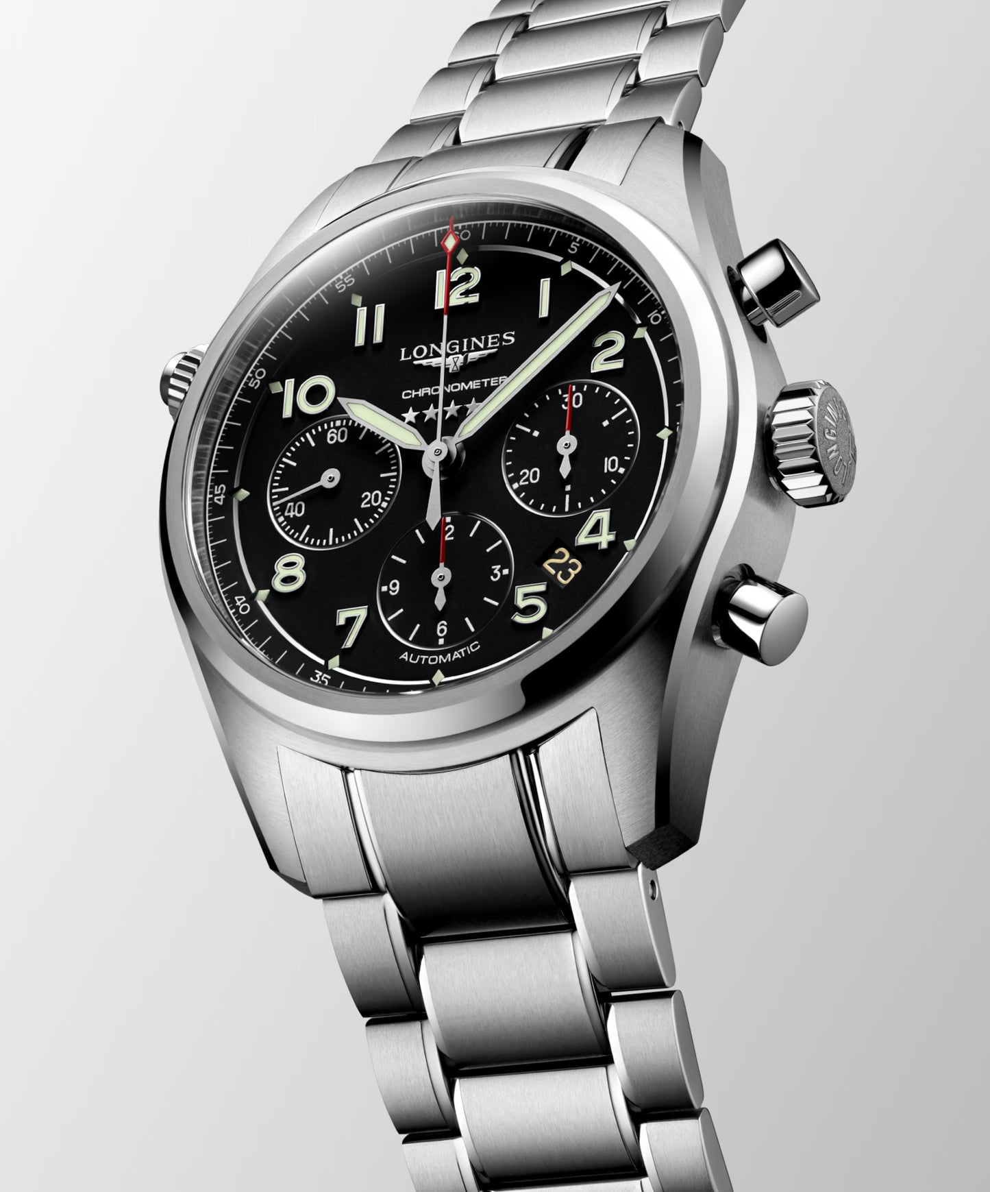 Longines Spirit Chronograph L3.820.4.53.6 – Orologio automatico Swiss Made con cronografo, cassa 42mm in acciaio e quadrante nero