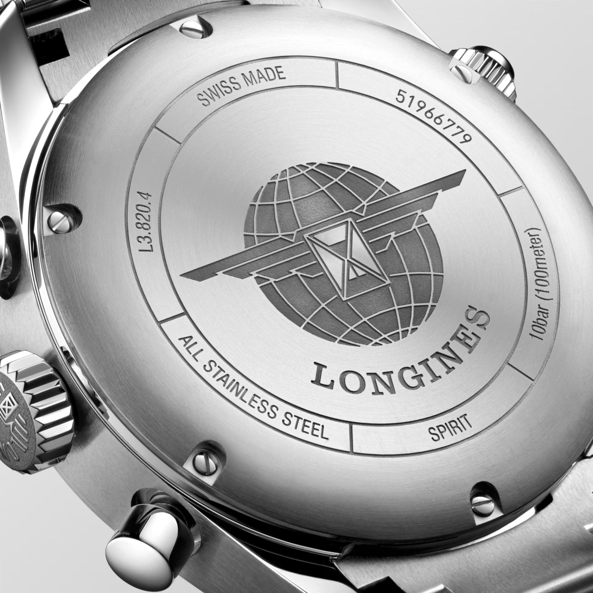 Longines Spirit Chronograph L3.820.4.53.6 – Orologio automatico Swiss Made con cronografo, cassa 42mm in acciaio e quadrante nero