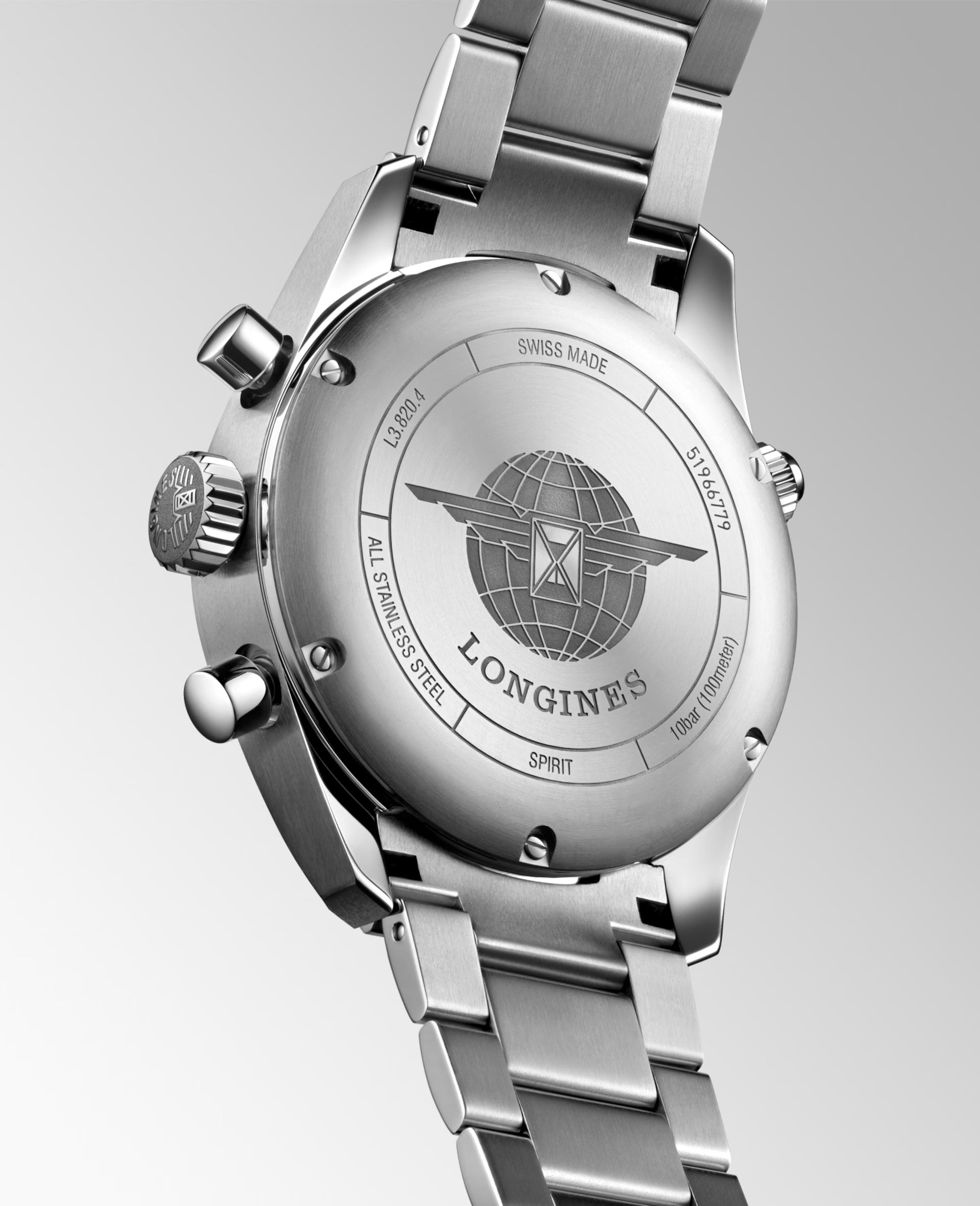 Longines Spirit Chronograph L3.820.4.53.6 – Orologio automatico Swiss Made con cronografo, cassa 42mm in acciaio e quadrante nero