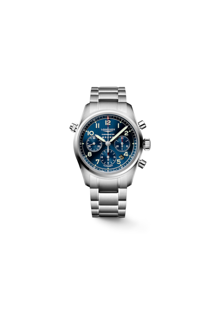Longines Spirit Chronograph L3.820.4.93.6 – Orologio automatico Swiss Made con cronografo, cassa 42mm in acciaio e quadrante blu a raggi di sole