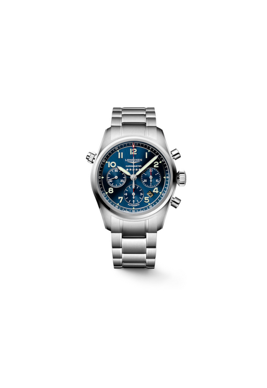 Longines Spirit Chronograph L3.820.4.93.6 – Orologio automatico Swiss Made con cronografo, cassa 42mm in acciaio e quadrante blu a raggi di sole