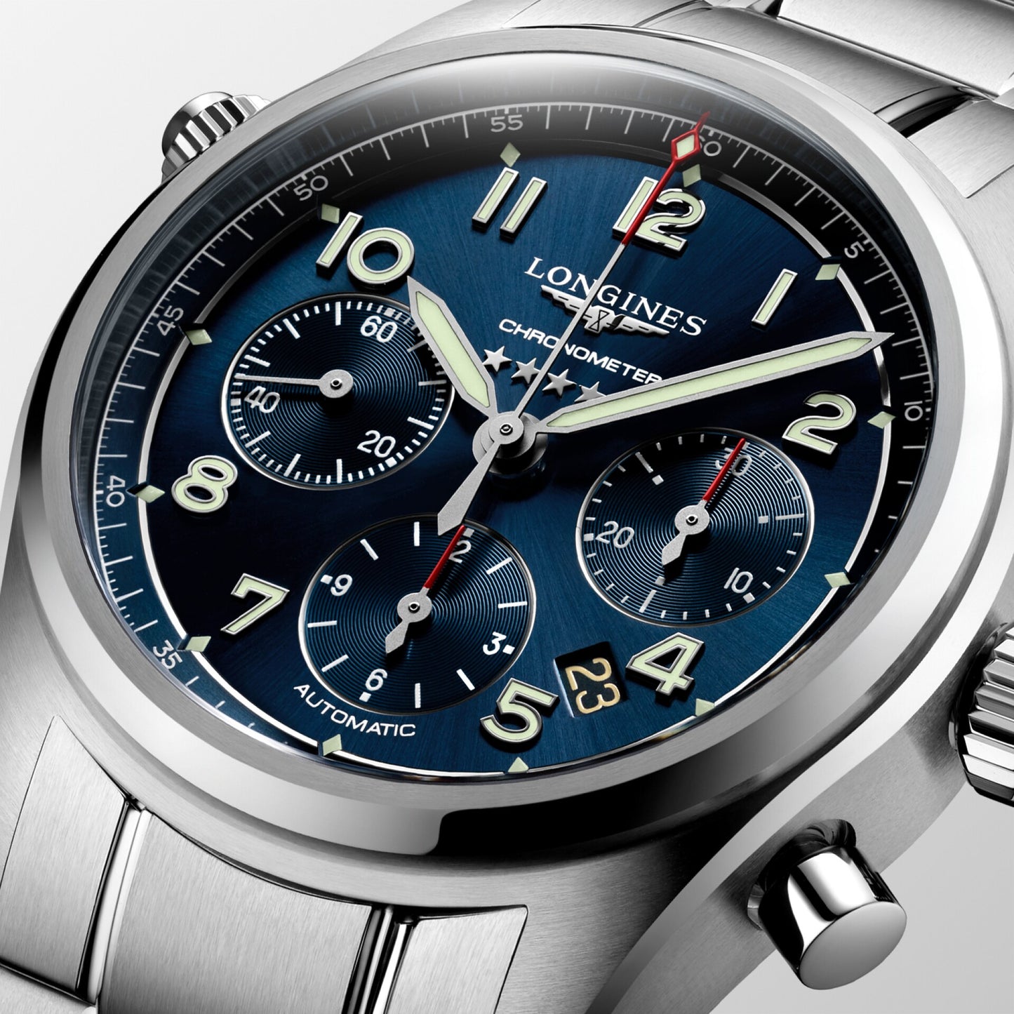 Longines Spirit Chronograph L3.820.4.93.6 – Orologio automatico Swiss Made con cronografo, cassa 42mm in acciaio e quadrante blu a raggi di sole