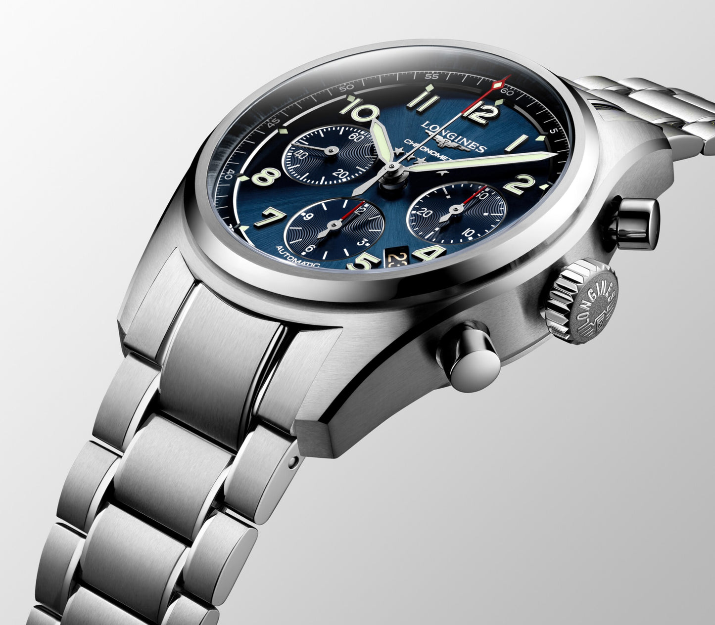 Longines Spirit Chronograph L3.820.4.93.6 – Orologio automatico Swiss Made con cronografo, cassa 42mm in acciaio e quadrante blu a raggi di sole