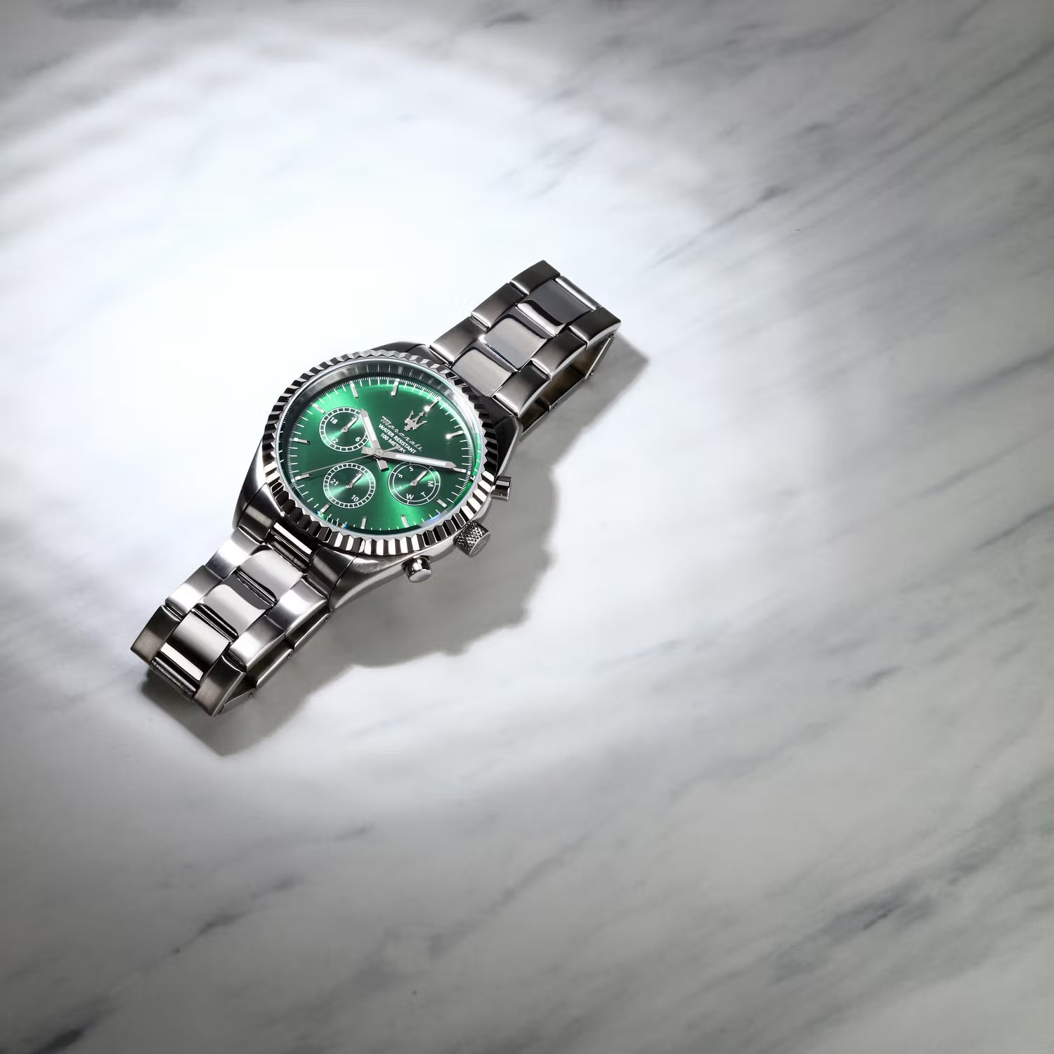 Orologio Maserati Competizione R8853100044 quarzo, quadrante verde, cassa 43mm acciaio inox, multifunzione.