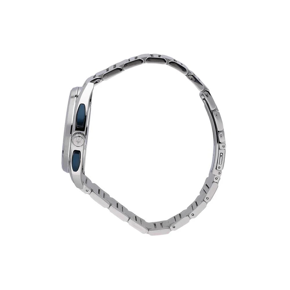 Maserati cronografo uomo R8873632001 quadrante bianco blu cassa acciaio 41 mm cinturino argento