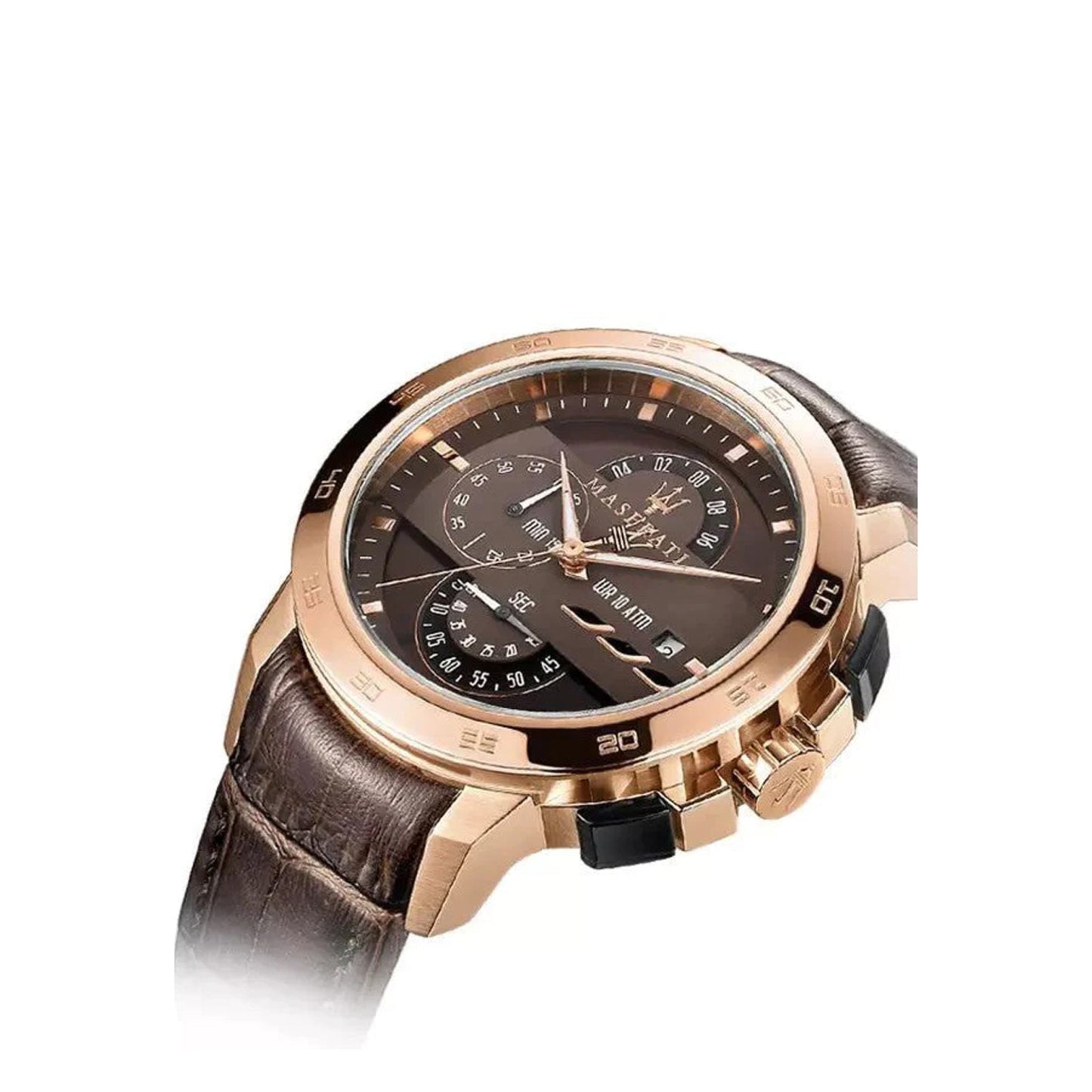 Maserati Ingegno cronografo uomo R8871619001 quadrante marrone cassa acciaio oro rosa 45 mm cinturino pelle marrone