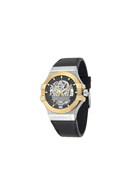 Maserati Potenza automatico uomo R8821108011 quadrante skeleton nero silver cassa acciaio 42 mm cinturino pelle nera