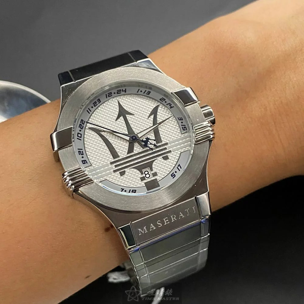 Maserati Potenza quarzo uomo R8853108002 quadrante silver cassa acciaio 42 mm bracciale acciaio argento