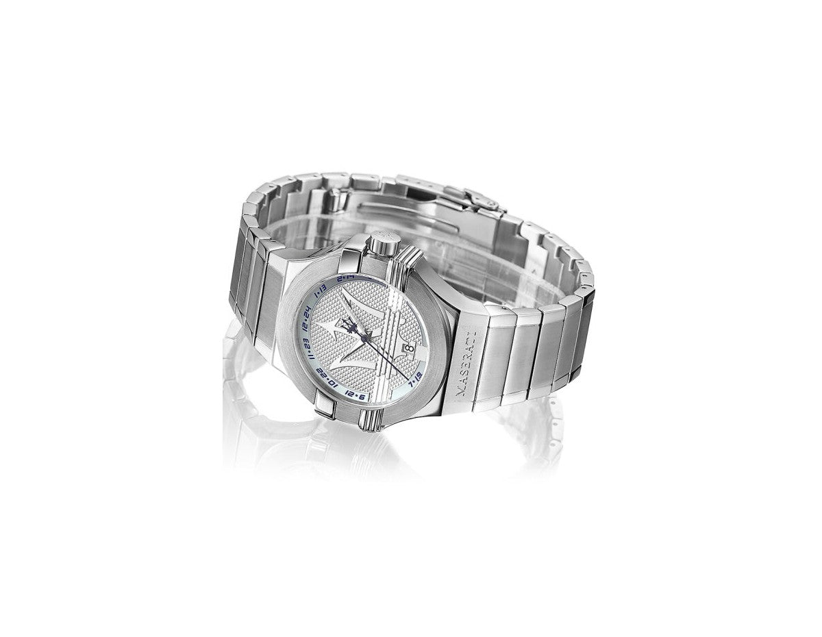 Maserati Potenza quarzo uomo R8853108002 quadrante silver cassa acciaio 42 mm bracciale acciaio argento