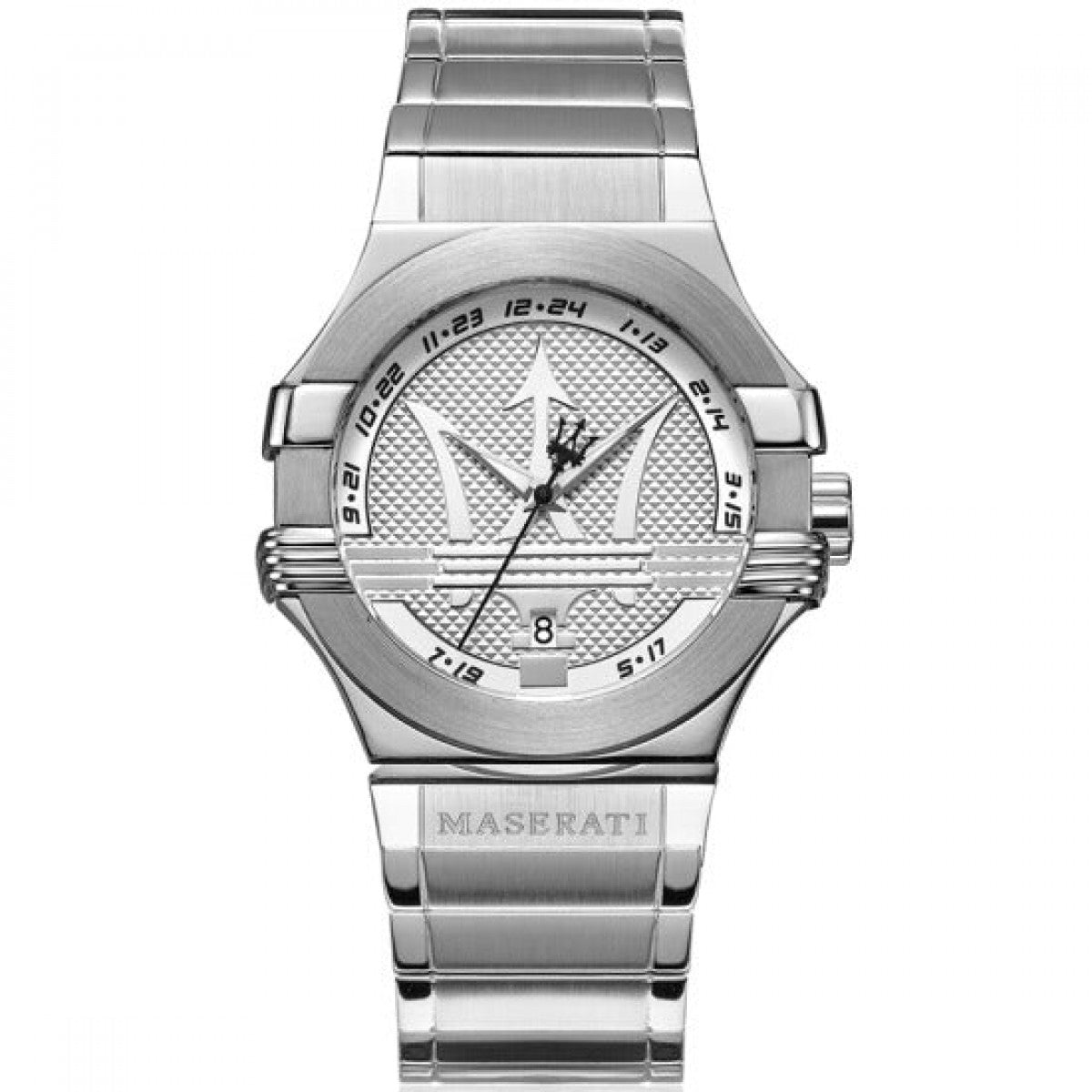 Maserati Potenza quarzo uomo R8853108002 quadrante silver cassa acciaio 42 mm bracciale acciaio argento