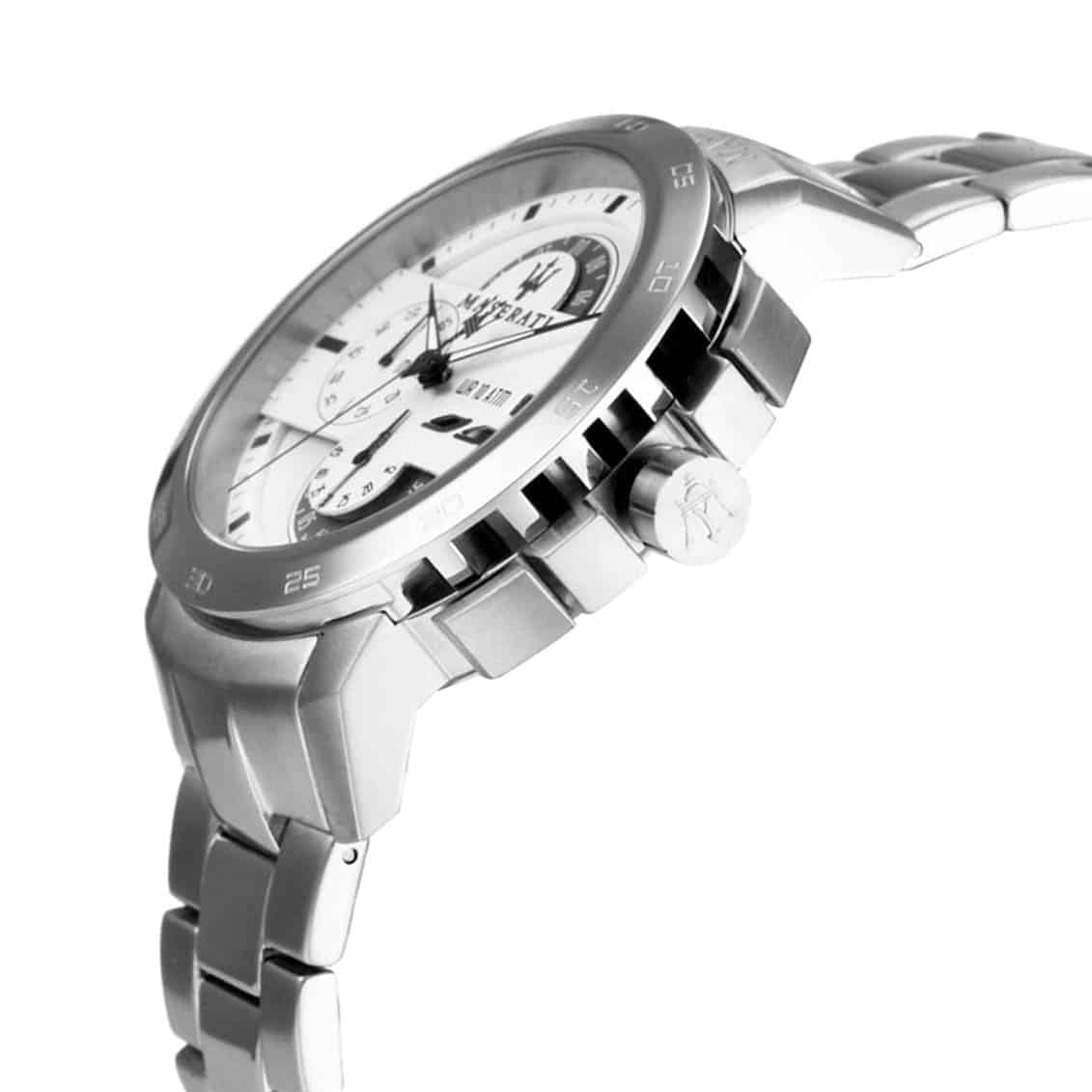 Maserati R8873619004 cronografo quarzo uomo quadrante bianco dettaglio cinturino