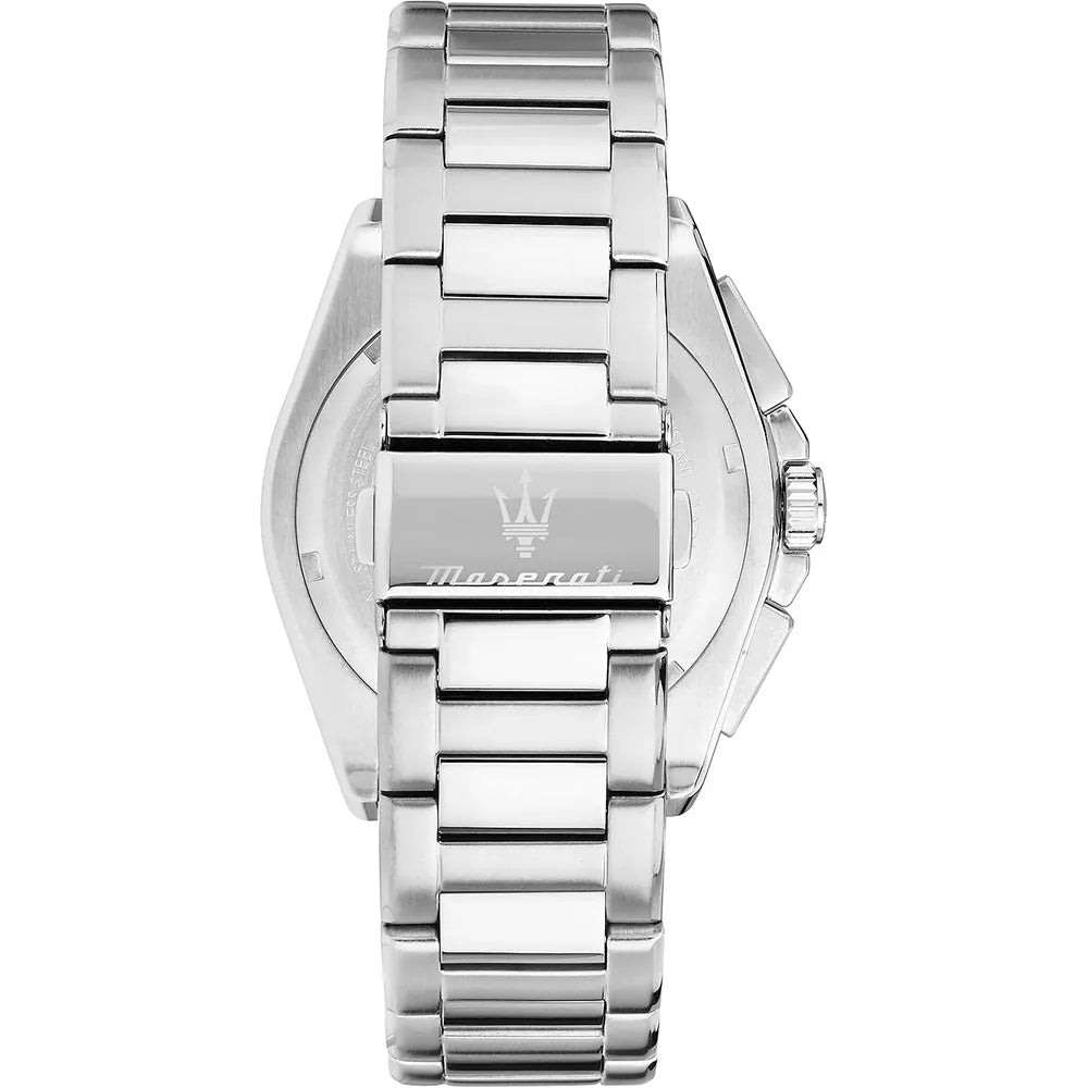 Orologio Maserati Velocità Chrono R8873652005 quarzo 43mm acciaio argento con quadrante blu e bracciale in metallo

